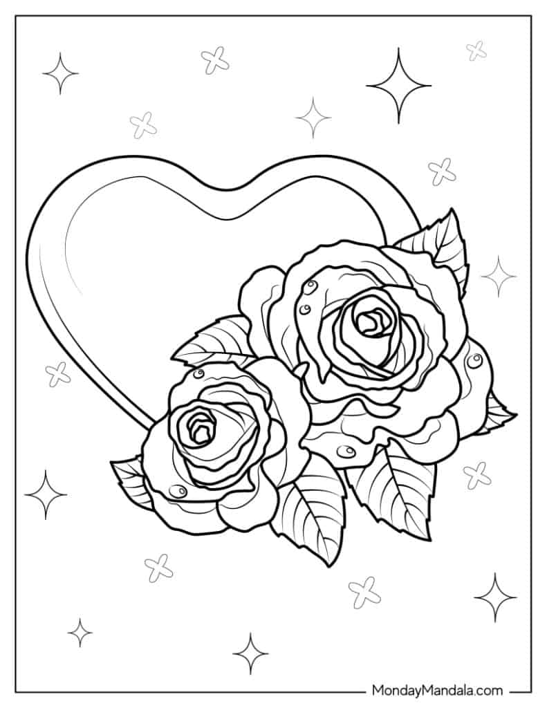 45 Roses Coloring Pages for Adult Free Printable 177