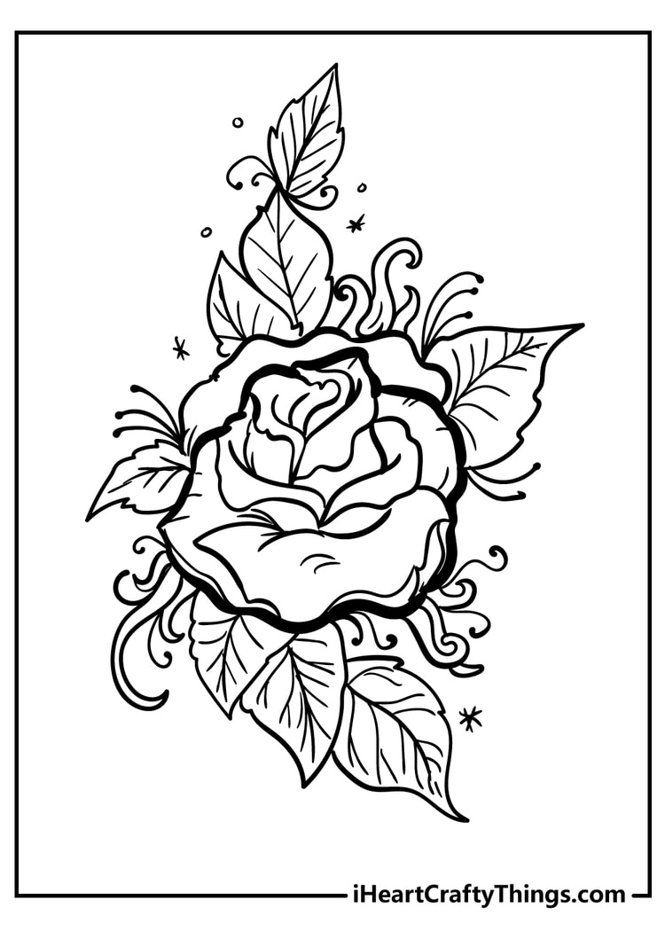 45 Roses Coloring Pages for Adult Free Printable 178