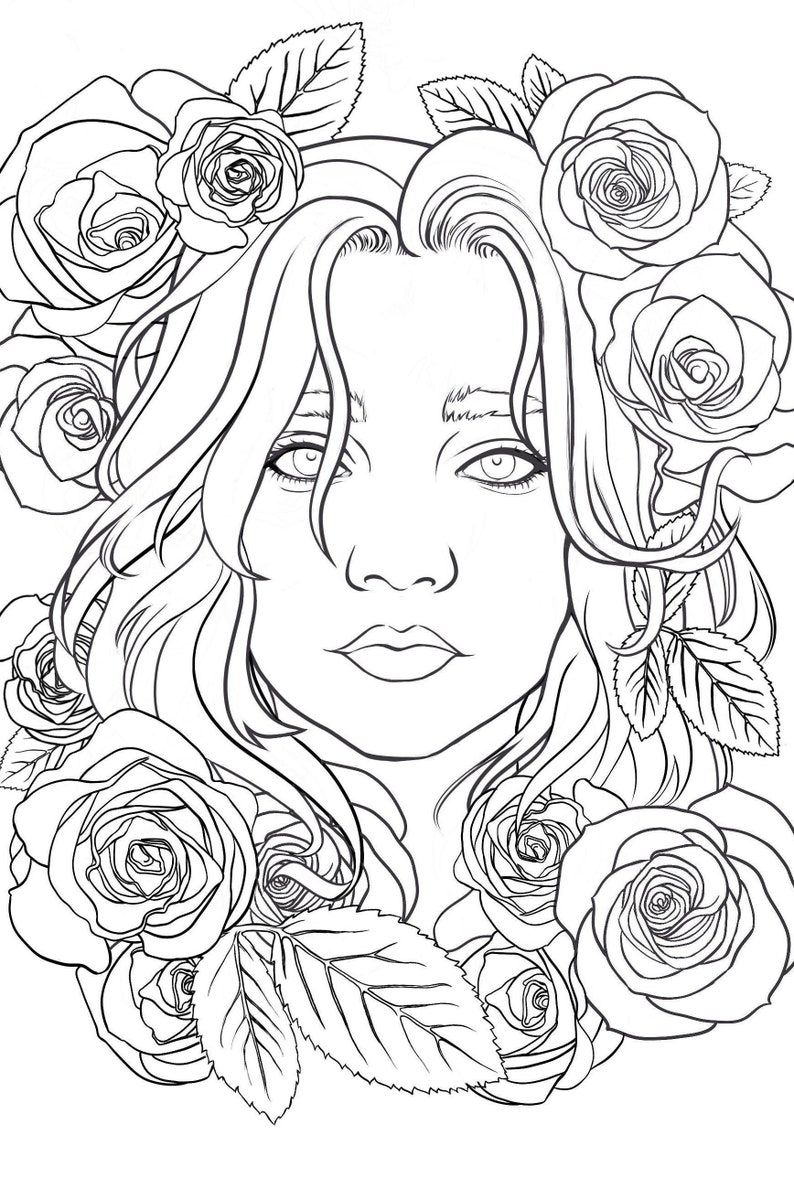 45 Roses Coloring Pages for Adult Free Printable 181