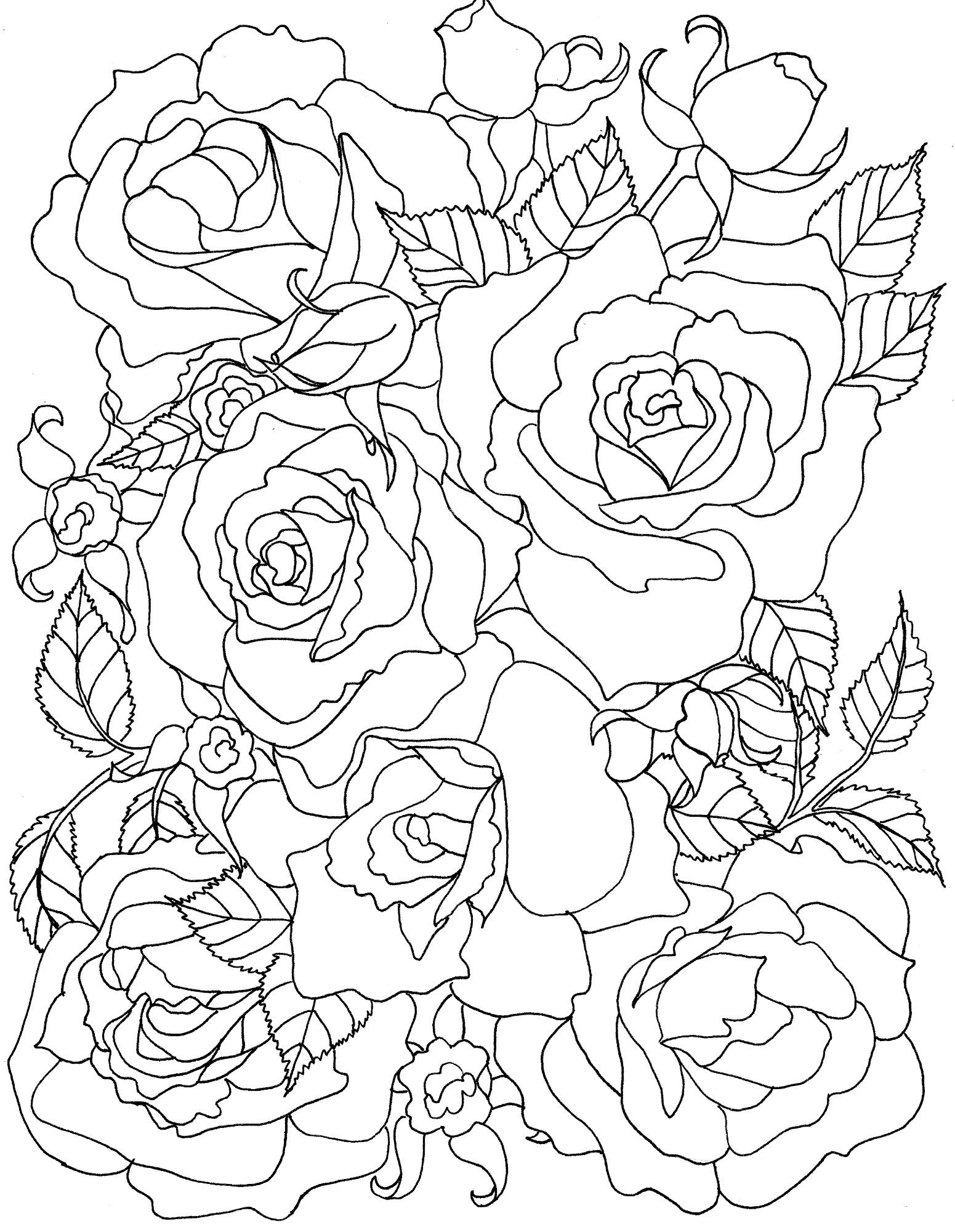 45 Roses Coloring Pages for Adult Free Printable 184