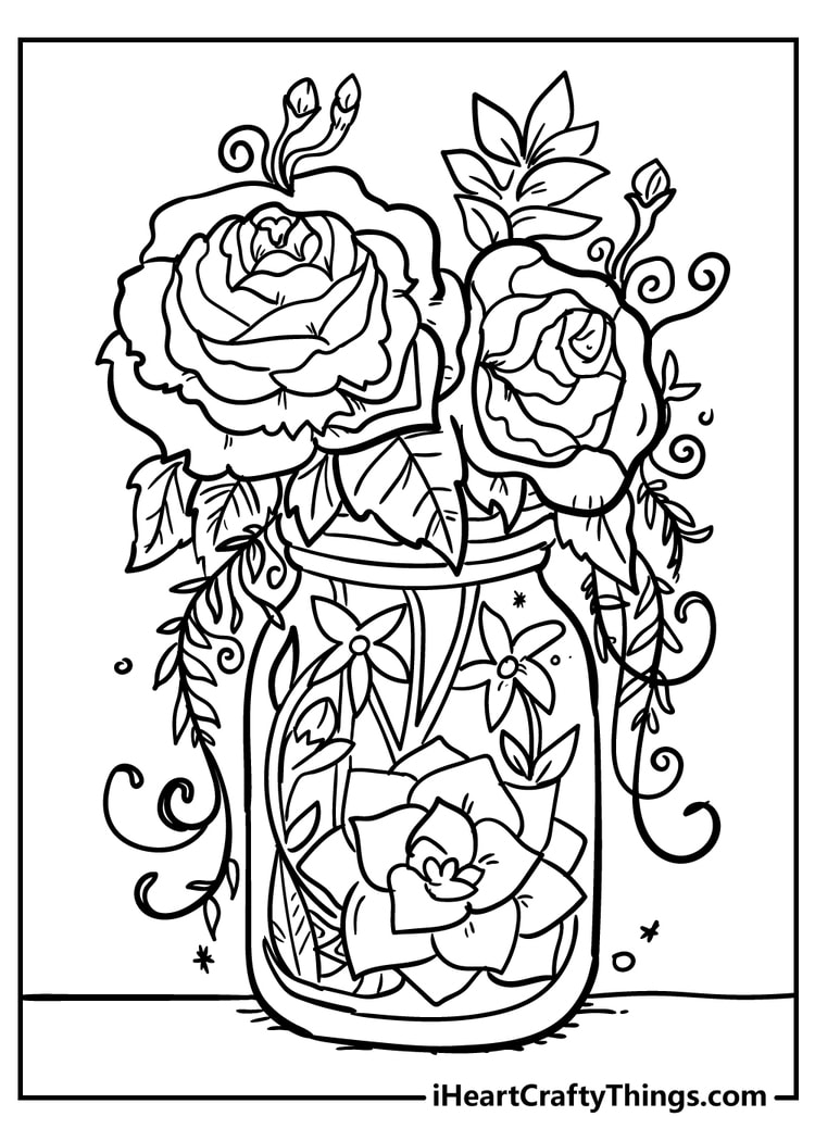 45 Roses Coloring Pages for Adult Free Printable 186