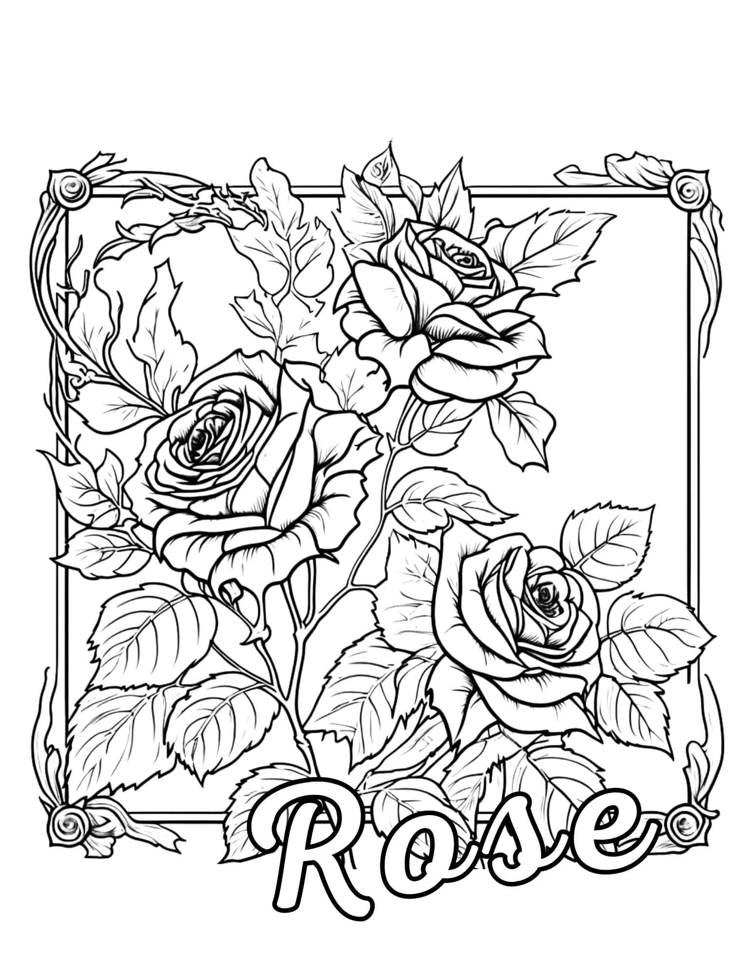 45 Roses Coloring Pages for Adult Free Printable 187