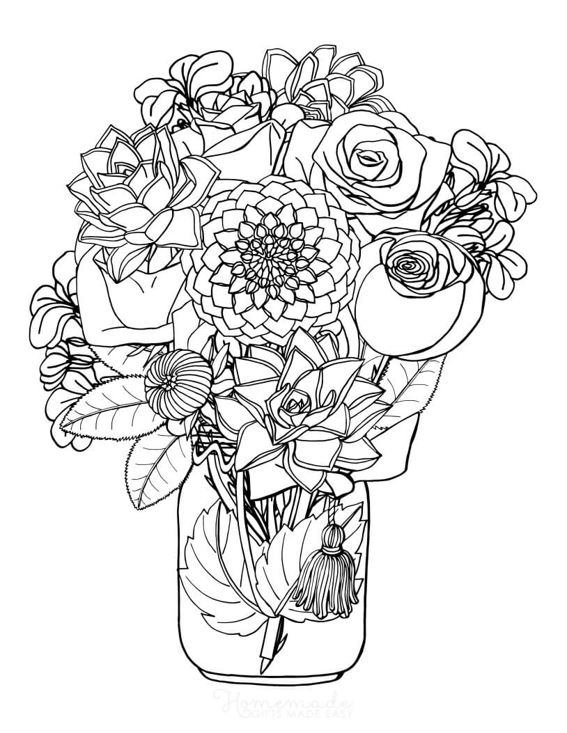 45 Roses Coloring Pages for Adult Free Printable 191