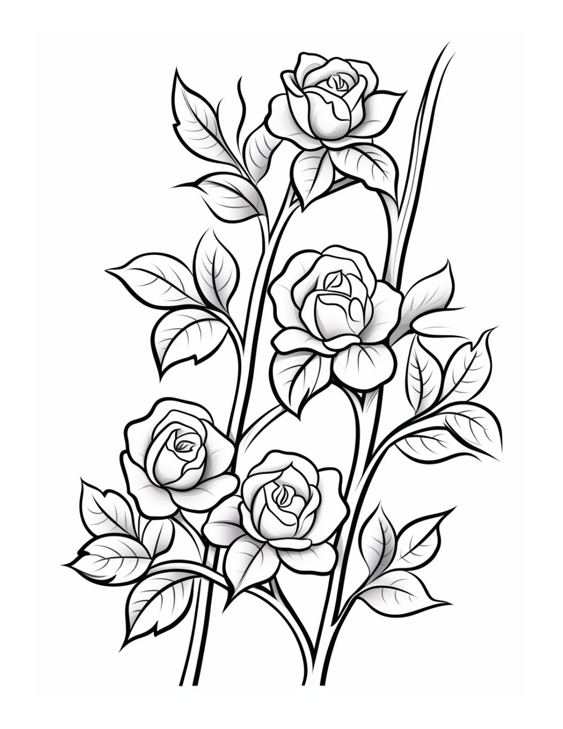 45 Roses Coloring Pages for Adult Free Printable 3