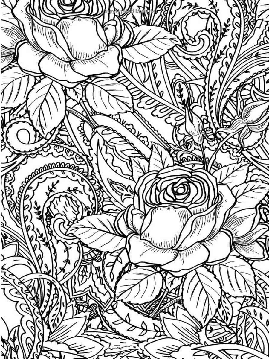 45 Roses Coloring Pages for Adult Free Printable 33