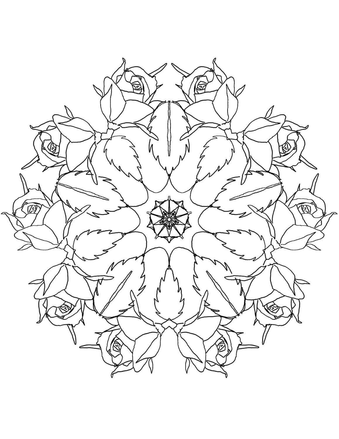 45 Roses Coloring Pages for Adult Free Printable 48