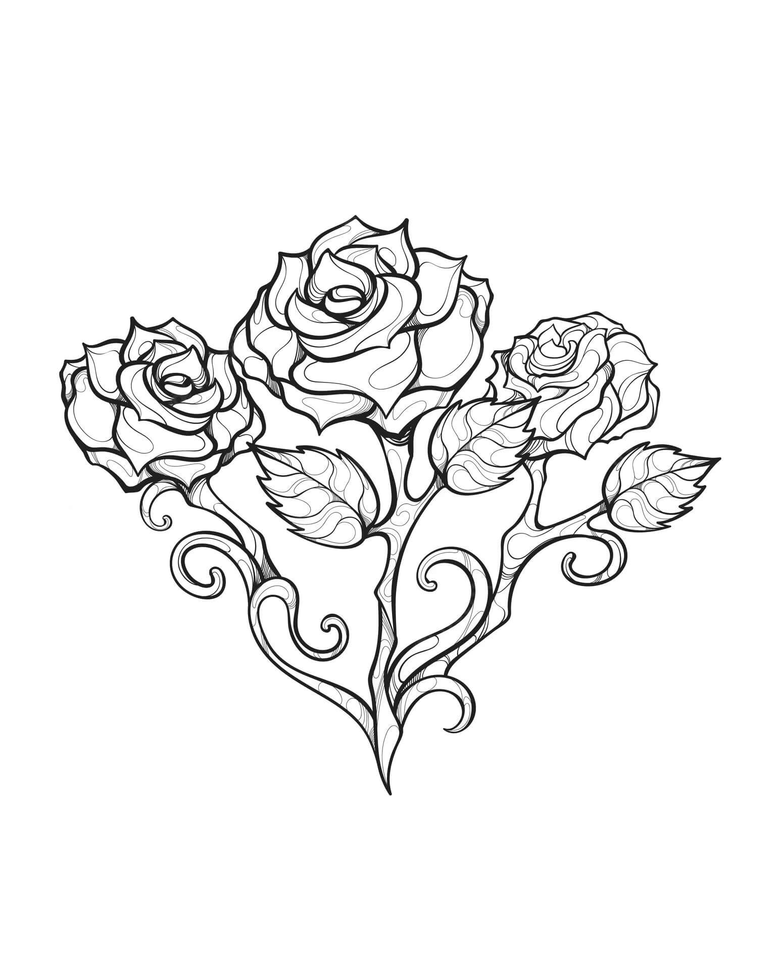 45 Roses Coloring Pages for Adult Free Printable 59