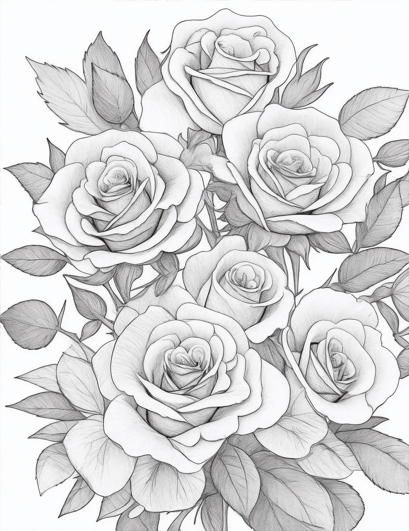 45 Roses Coloring Pages for Adult Free Printable 65