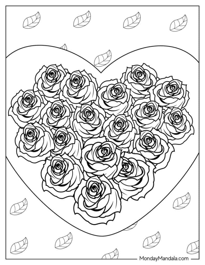 45 Roses Coloring Pages for Adult Free Printable 73