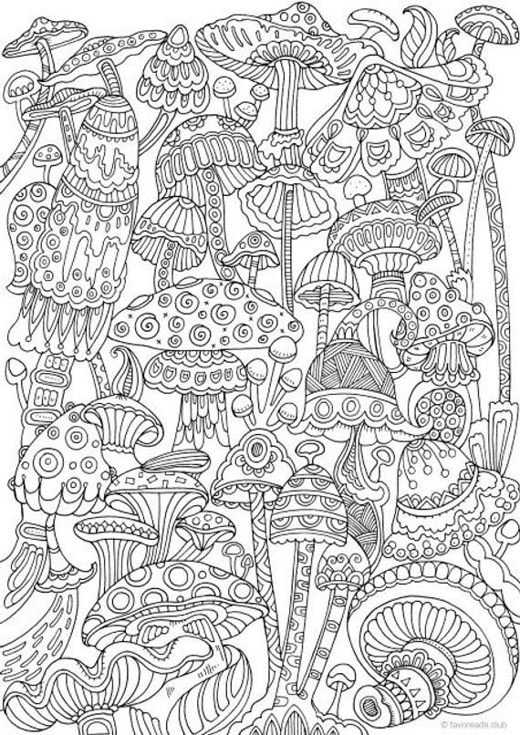 Mushroom Coloring Pages for Adults Printable 101