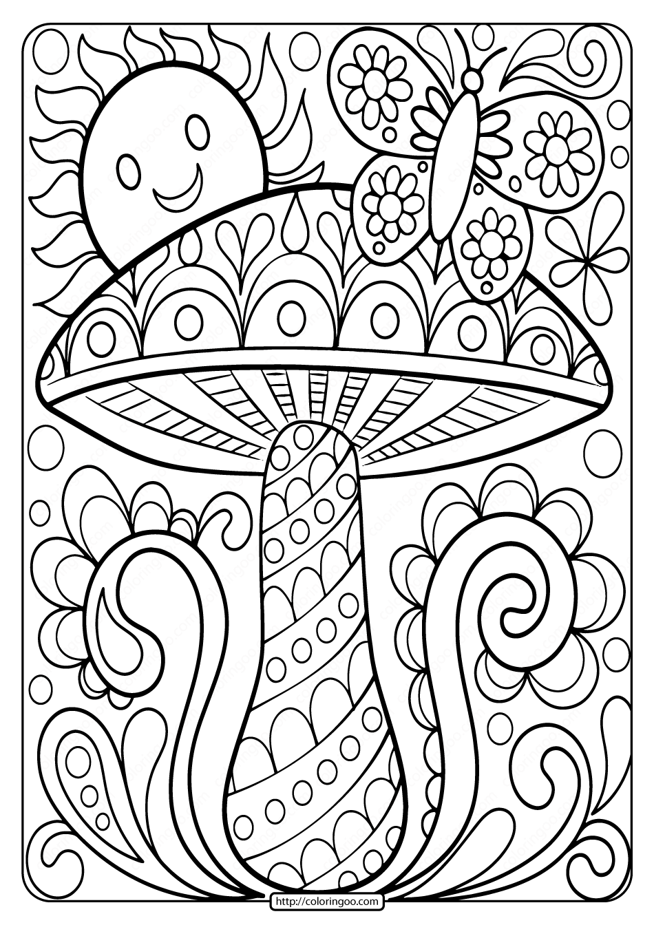 Mushroom Coloring Pages for Adults Printable 104