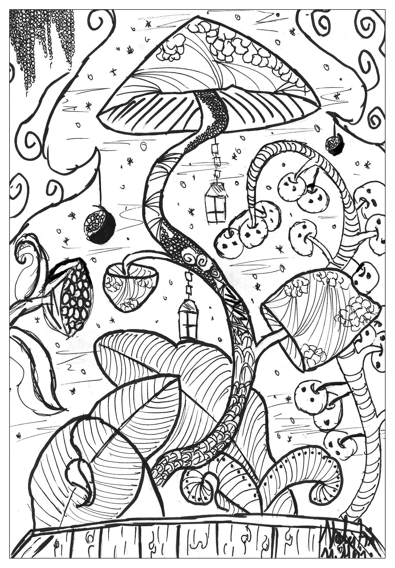 Mushroom Coloring Pages for Adults Printable 110