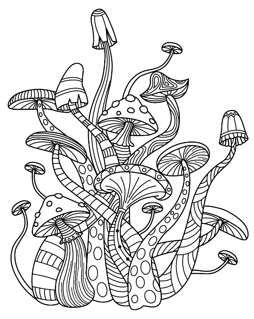 Mushroom Coloring Pages for Adults Printable 16