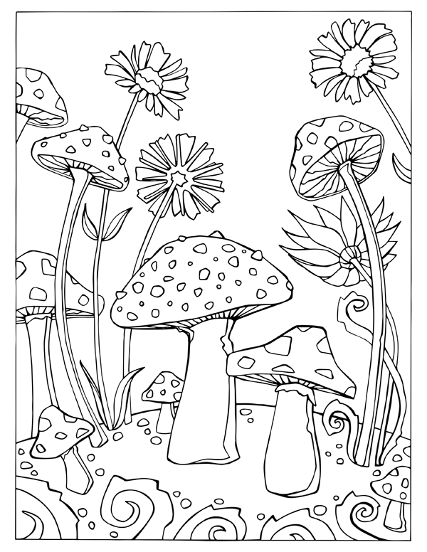 Mushroom Coloring Pages for Adults Printable 19