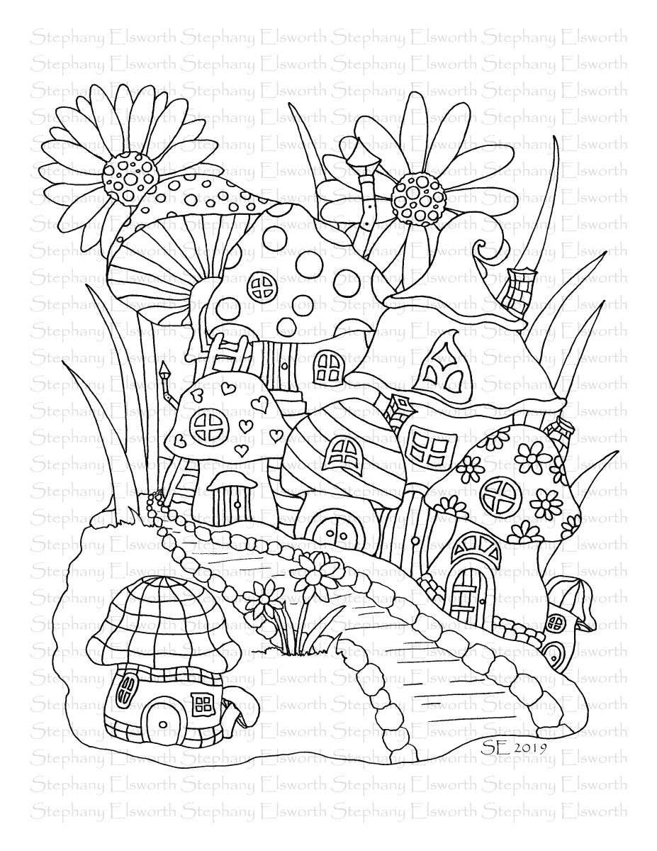 Mushroom Coloring Pages for Adults Printable 27