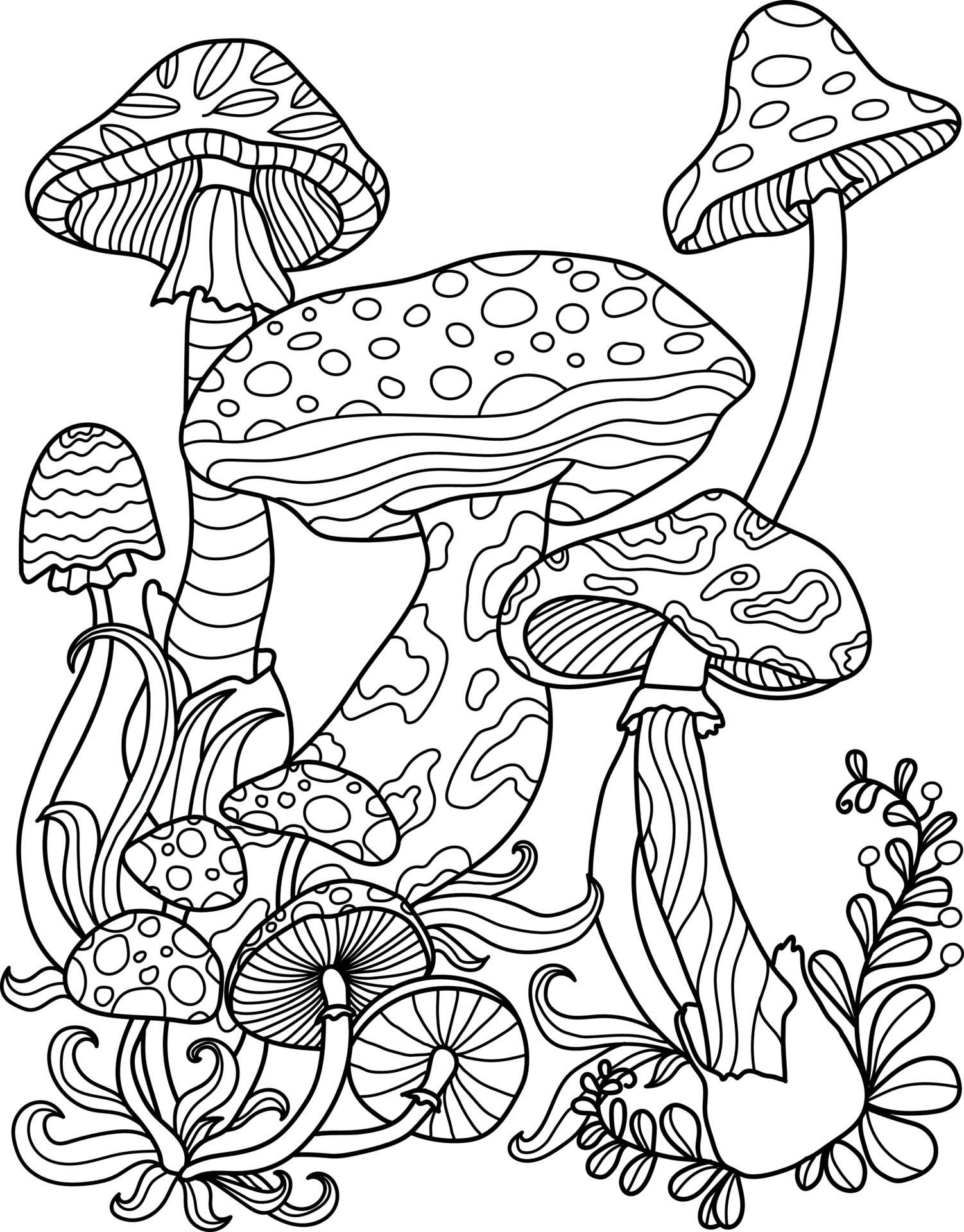 Mushroom Coloring Pages for Adults Printable 32