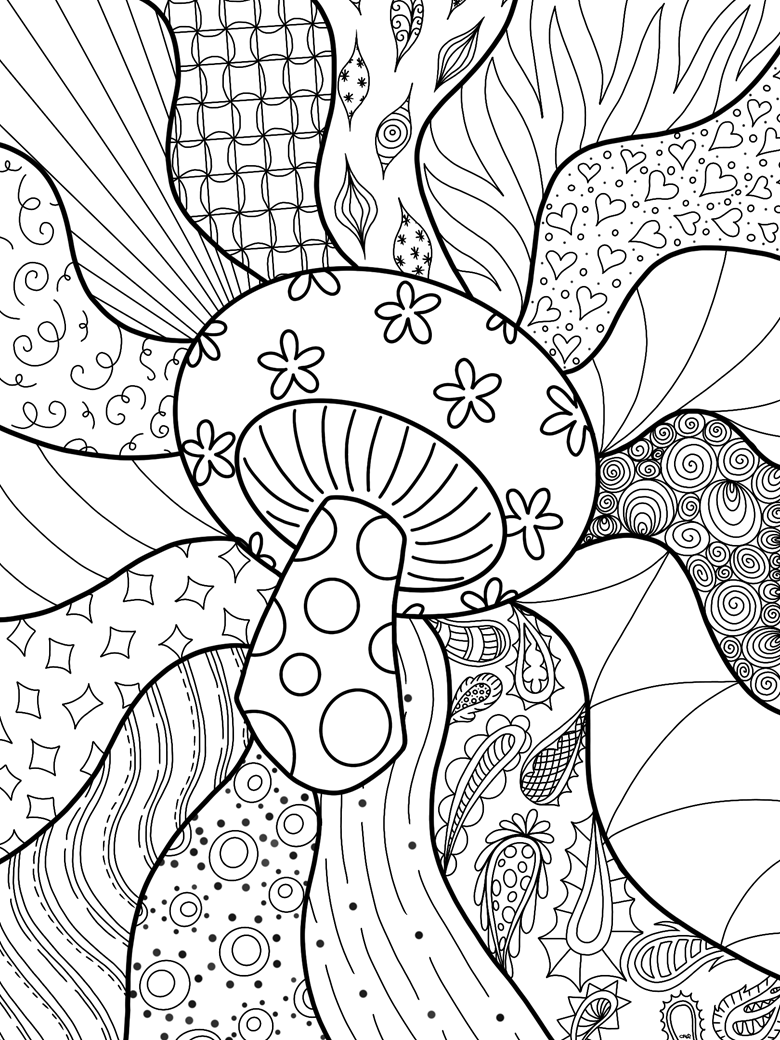 Mushroom Coloring Pages for Adults Printable 33