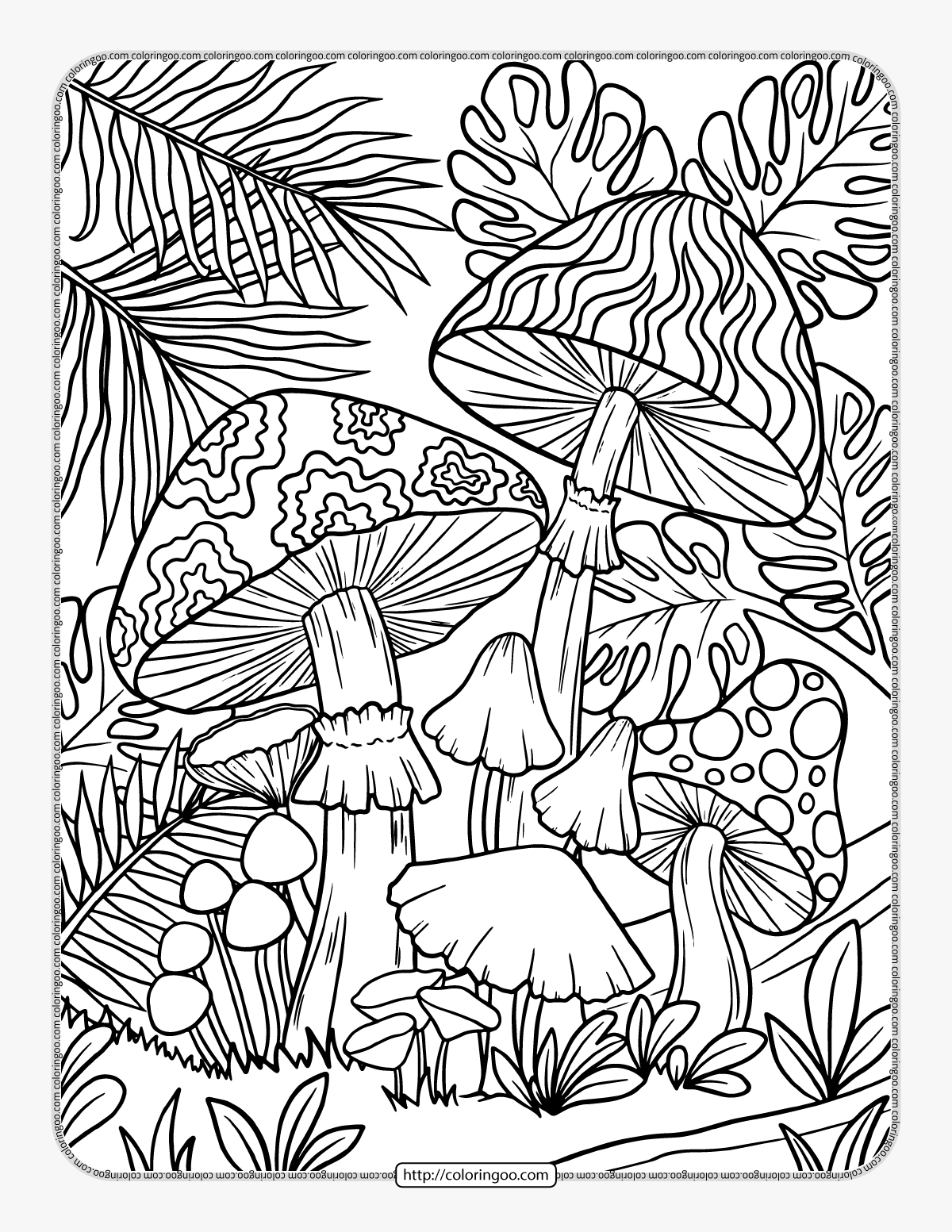 Mushroom Coloring Pages for Adults Printable 34