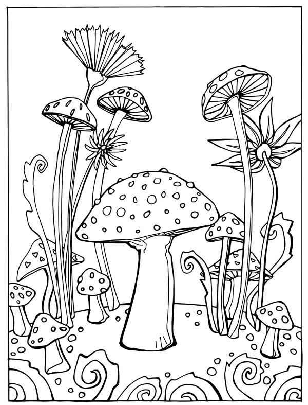 Mushroom Coloring Pages for Adults Printable 43