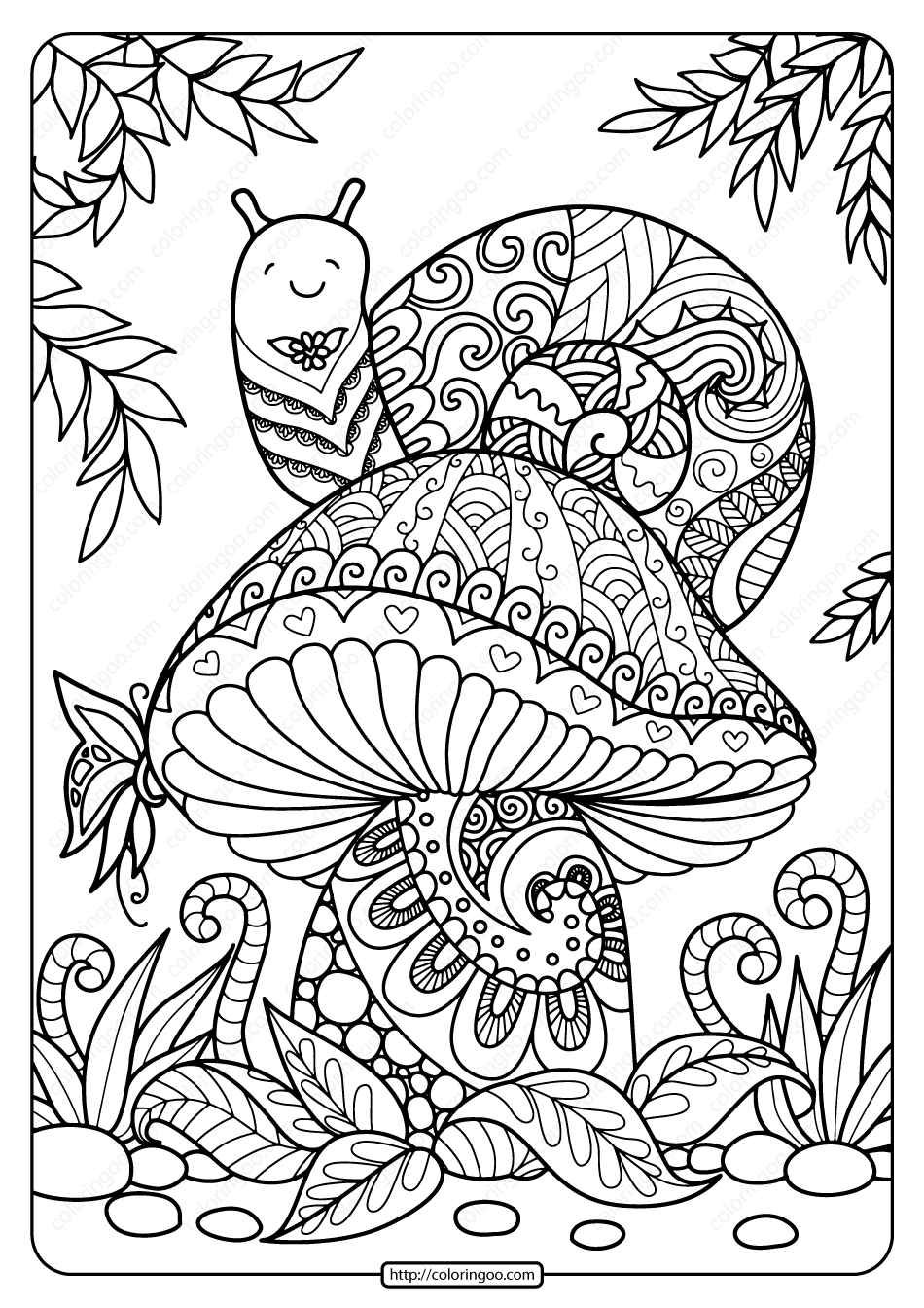 Mushroom Coloring Pages for Adults Printable 55