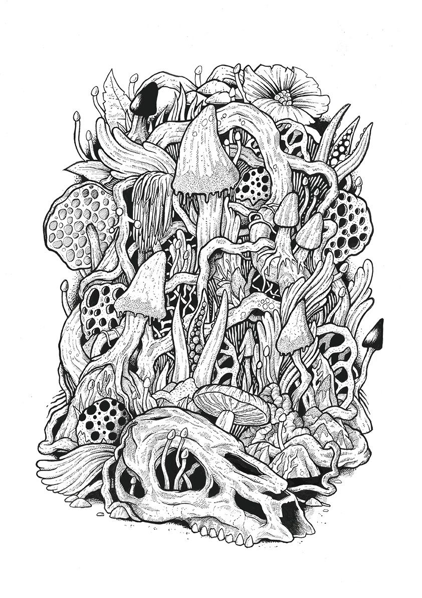 Mushroom Coloring Pages for Adults Printable 6