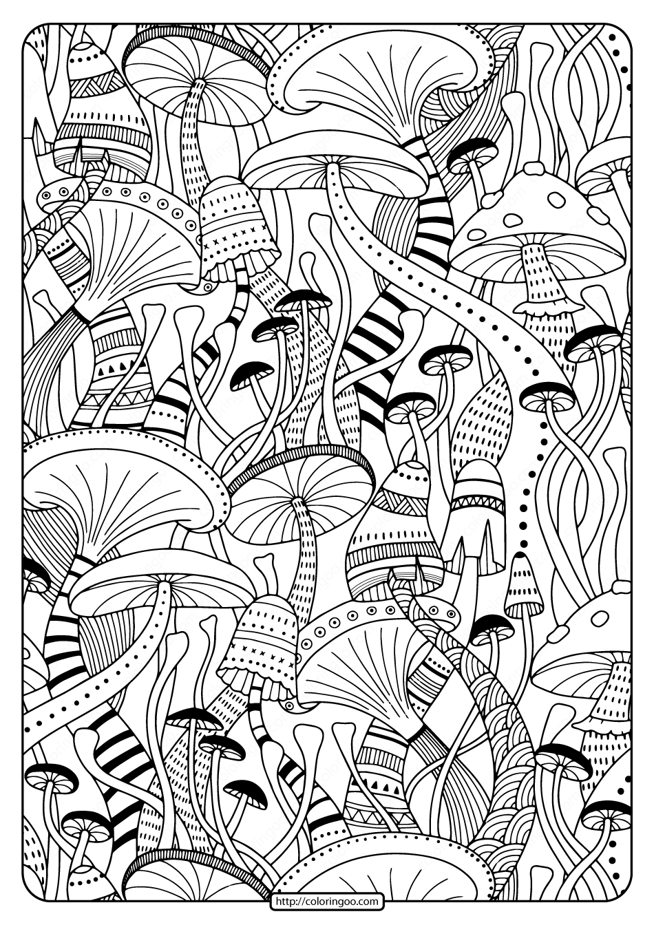 Mushroom Coloring Pages for Adults Printable 60