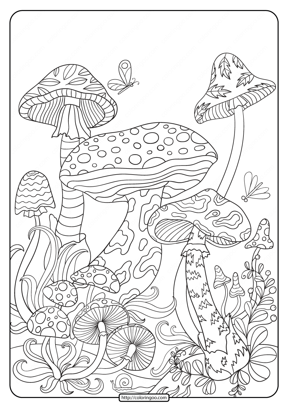 Mushroom Coloring Pages for Adults Printable 62