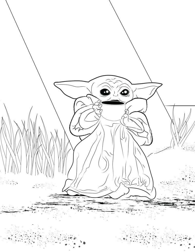 100+ Baby Yoda Coloring Pages 16