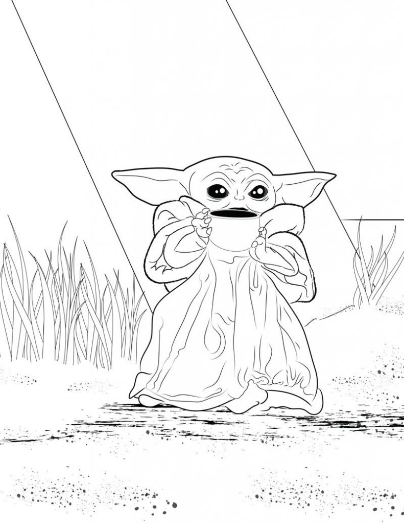 100+ Baby Yoda Coloring Pages 26