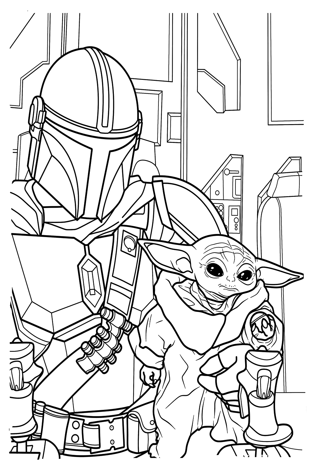 100+ Baby Yoda Coloring Pages 69