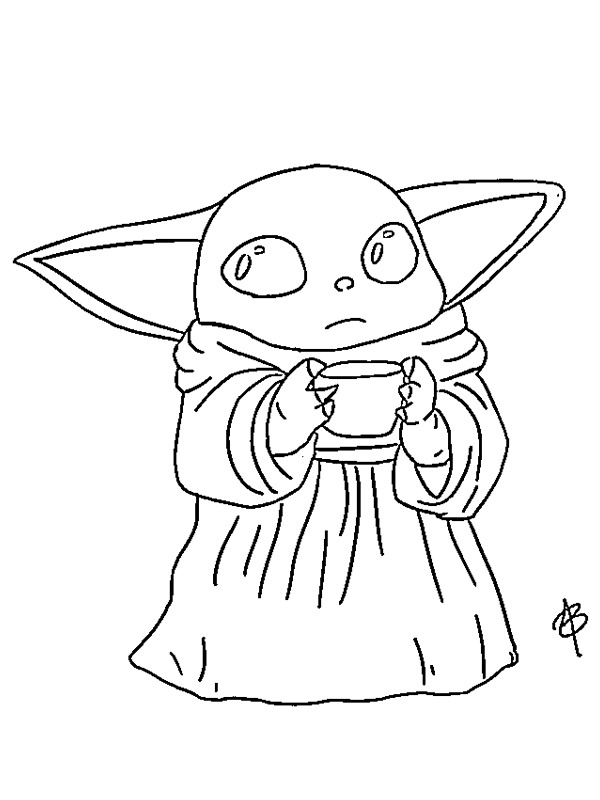 100+ Baby Yoda Coloring Pages 7