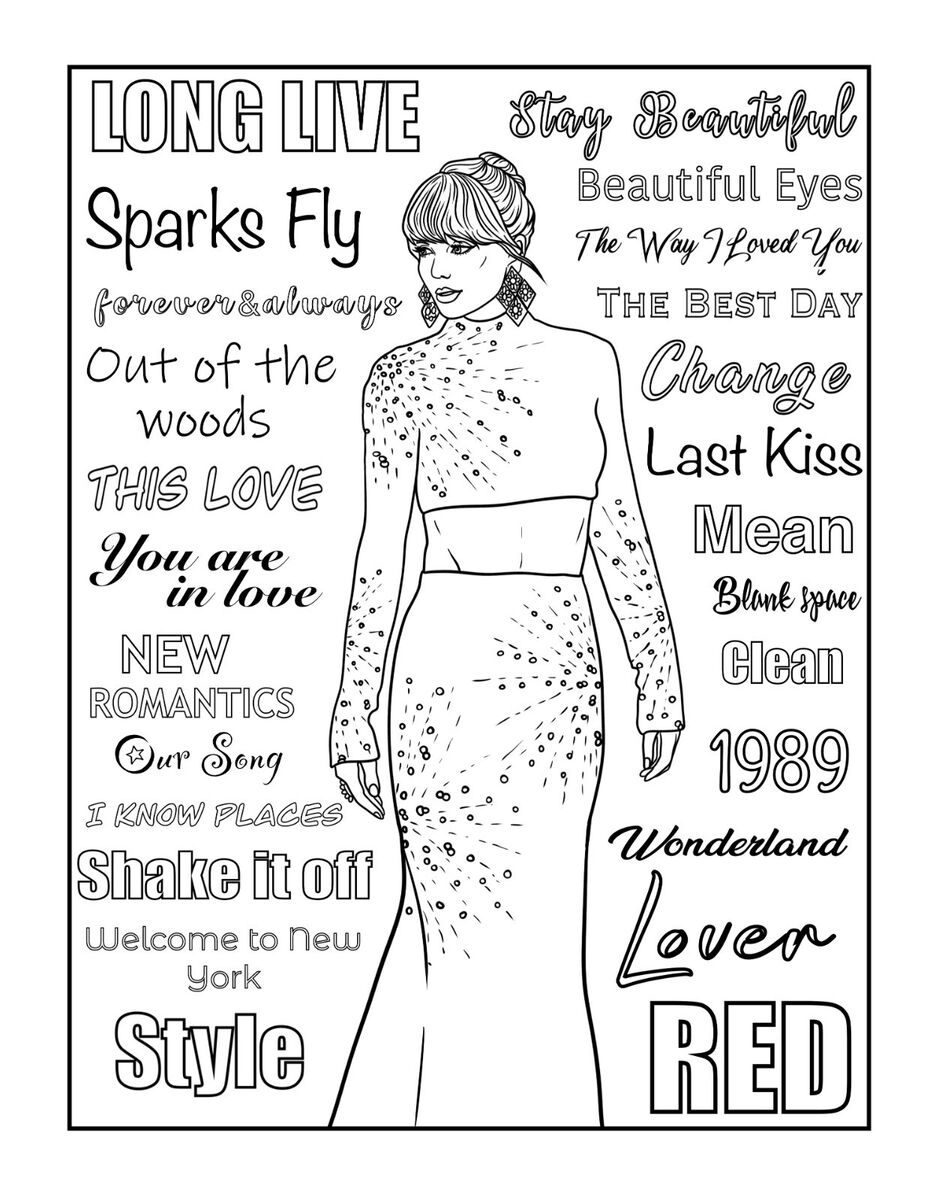 190+ Taylor Swift Coloring Pages Easy Printable 13