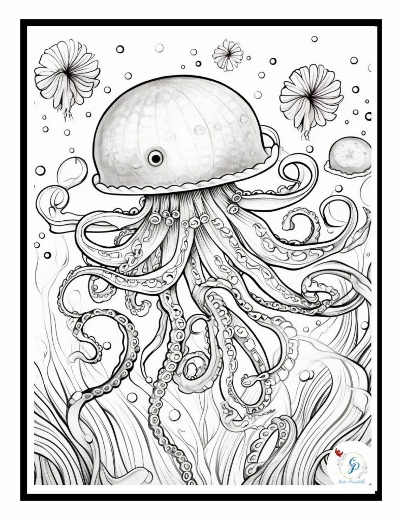 195 Jellyfish Coloring Page Designs: Underwater Beauty in Color 159