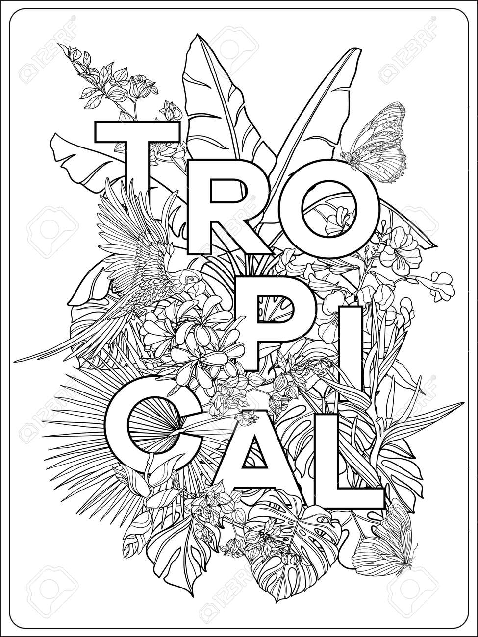 99 Tropical Paradise Coloring Pages Free Printable 44