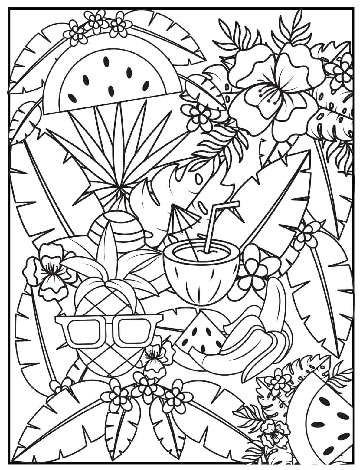 99 Tropical Paradise Coloring Pages Free Printable 9