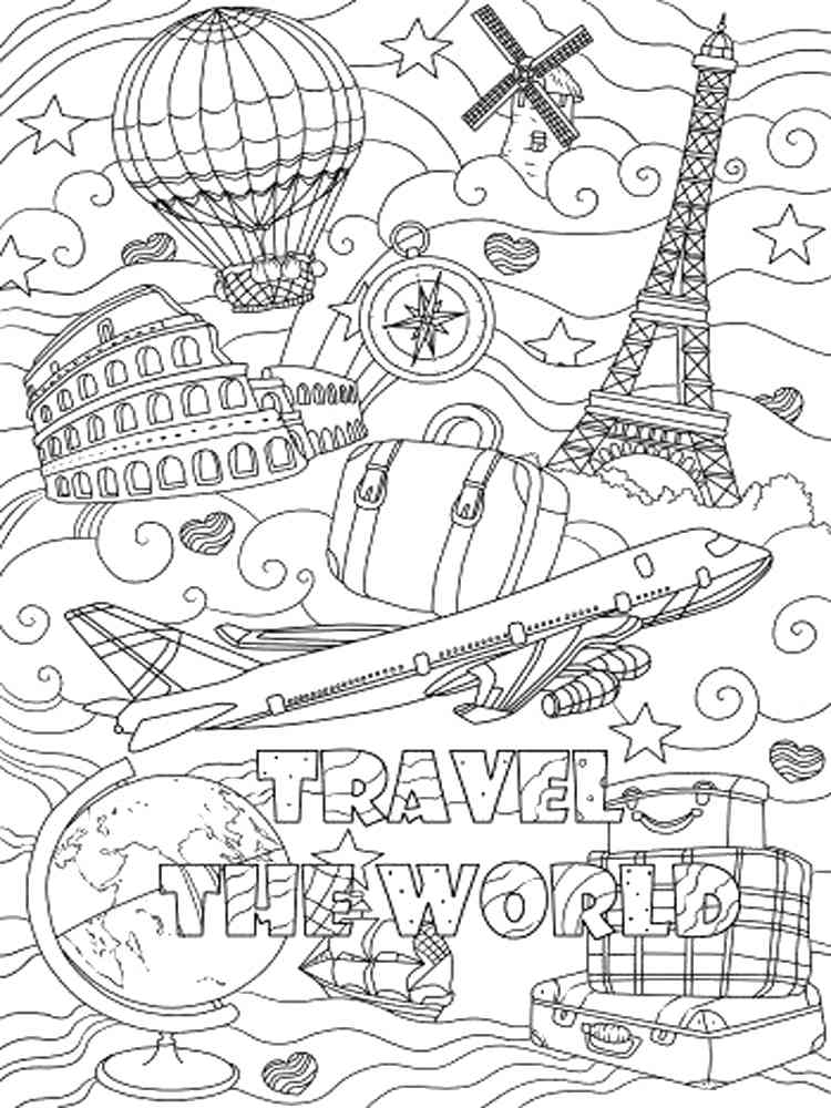 105 Travel Coloring Pages Printable 1