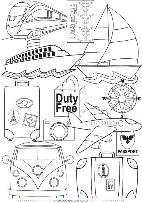 105 Travel Coloring Pages Printable 15