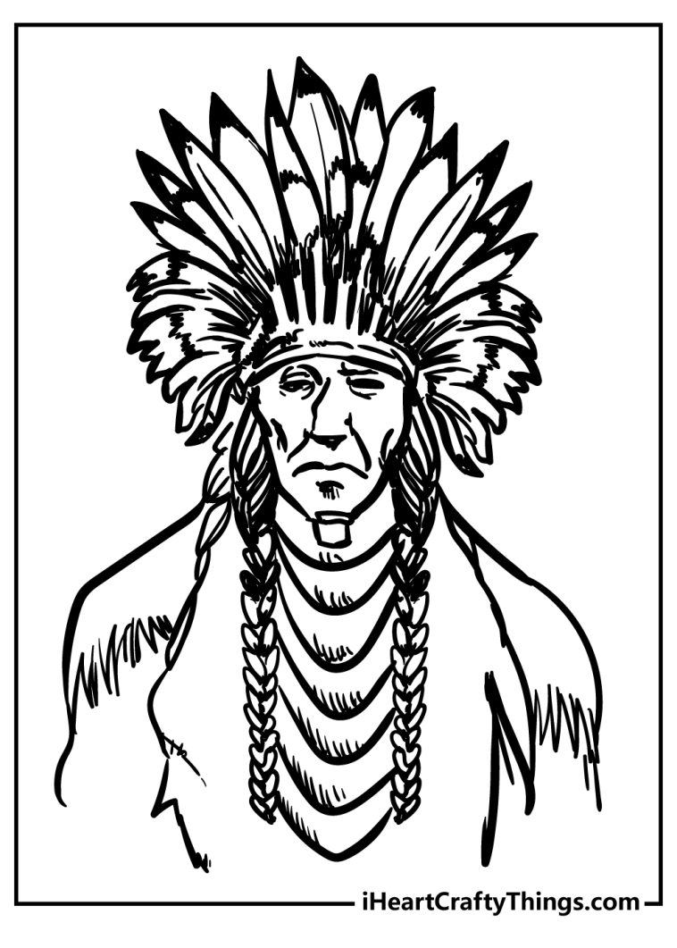 31 Cultural Native American Coloring Pages Printable 1