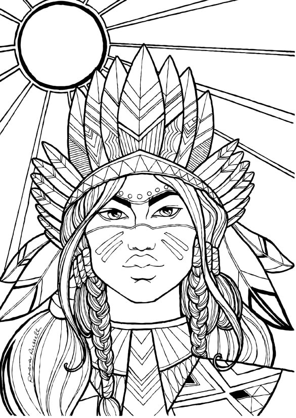 31 Cultural Native American Coloring Pages Printable 7