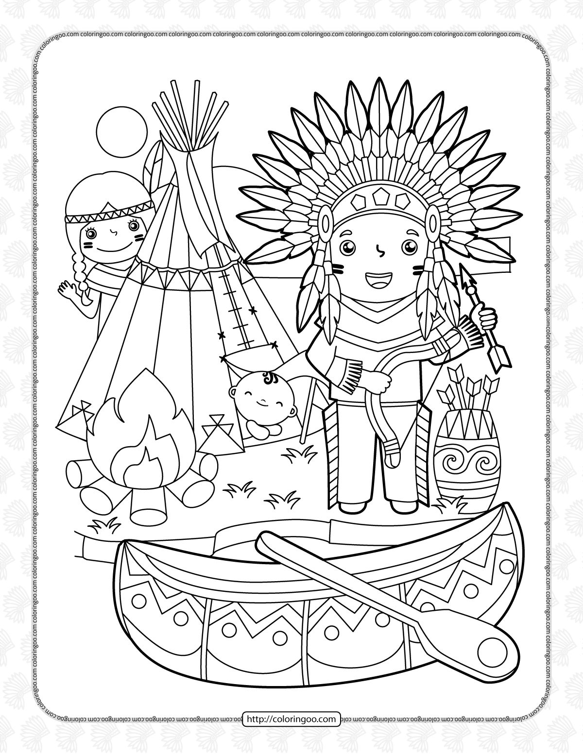 31 Cultural Native American Coloring Pages Printable 8