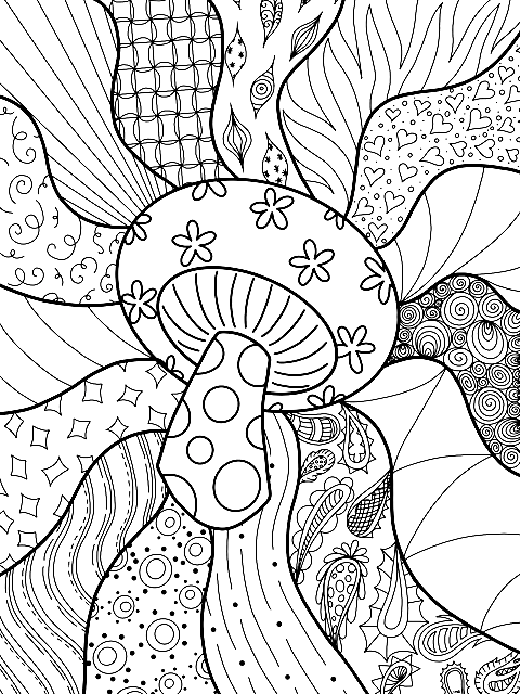 31 Whimsical Mushroom Coloring Pages Printable 15