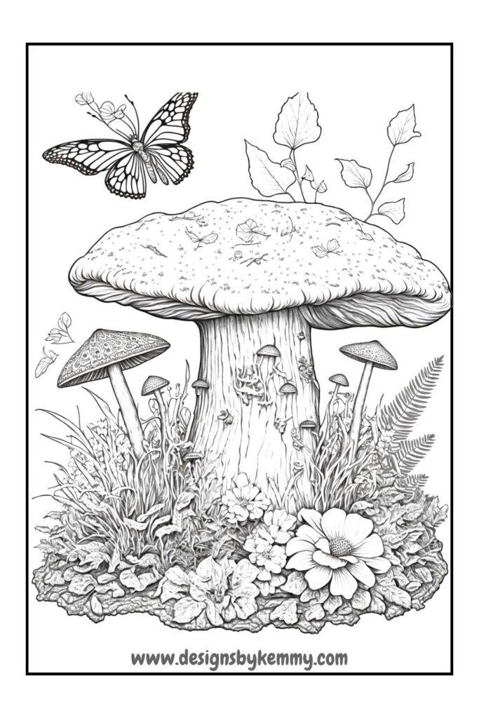 31 Whimsical Mushroom Coloring Pages Printable 21