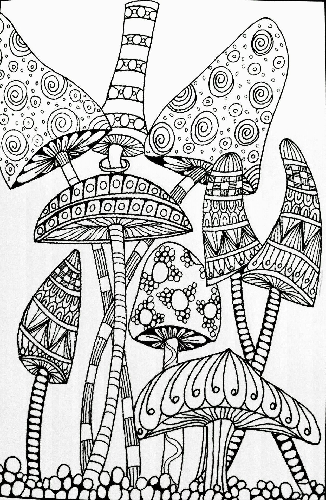 31 Whimsical Mushroom Coloring Pages Printable 3