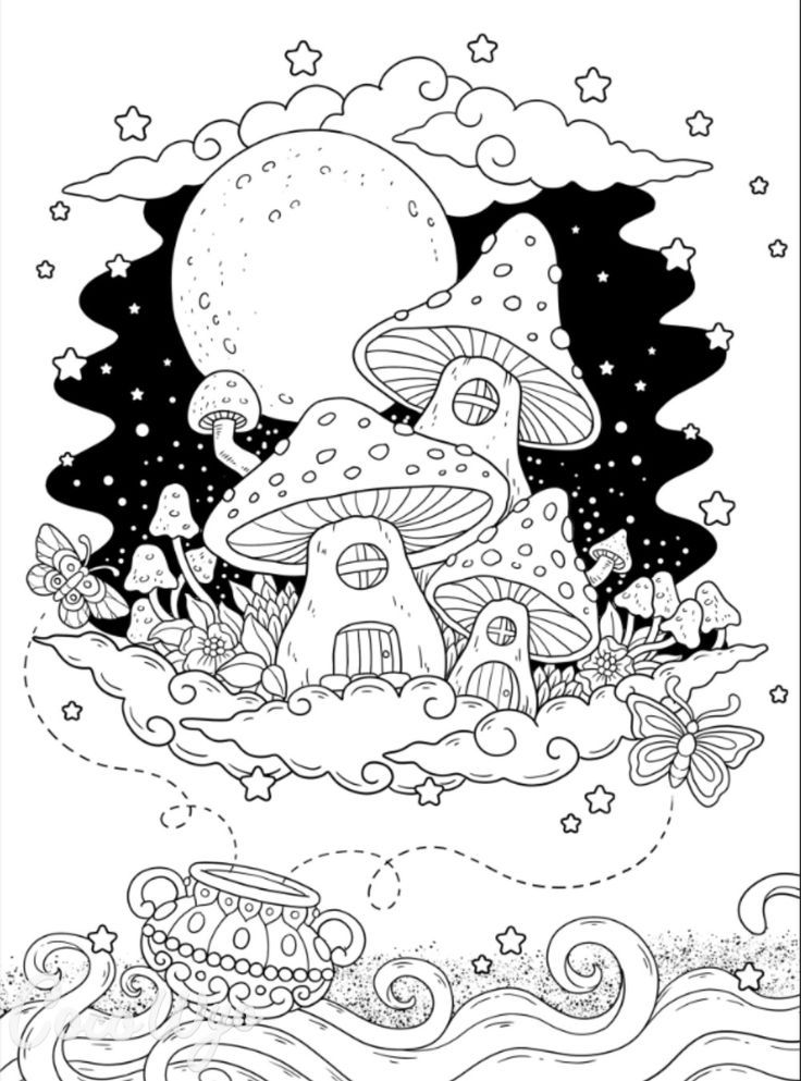 31 Whimsical Mushroom Coloring Pages Printable 32