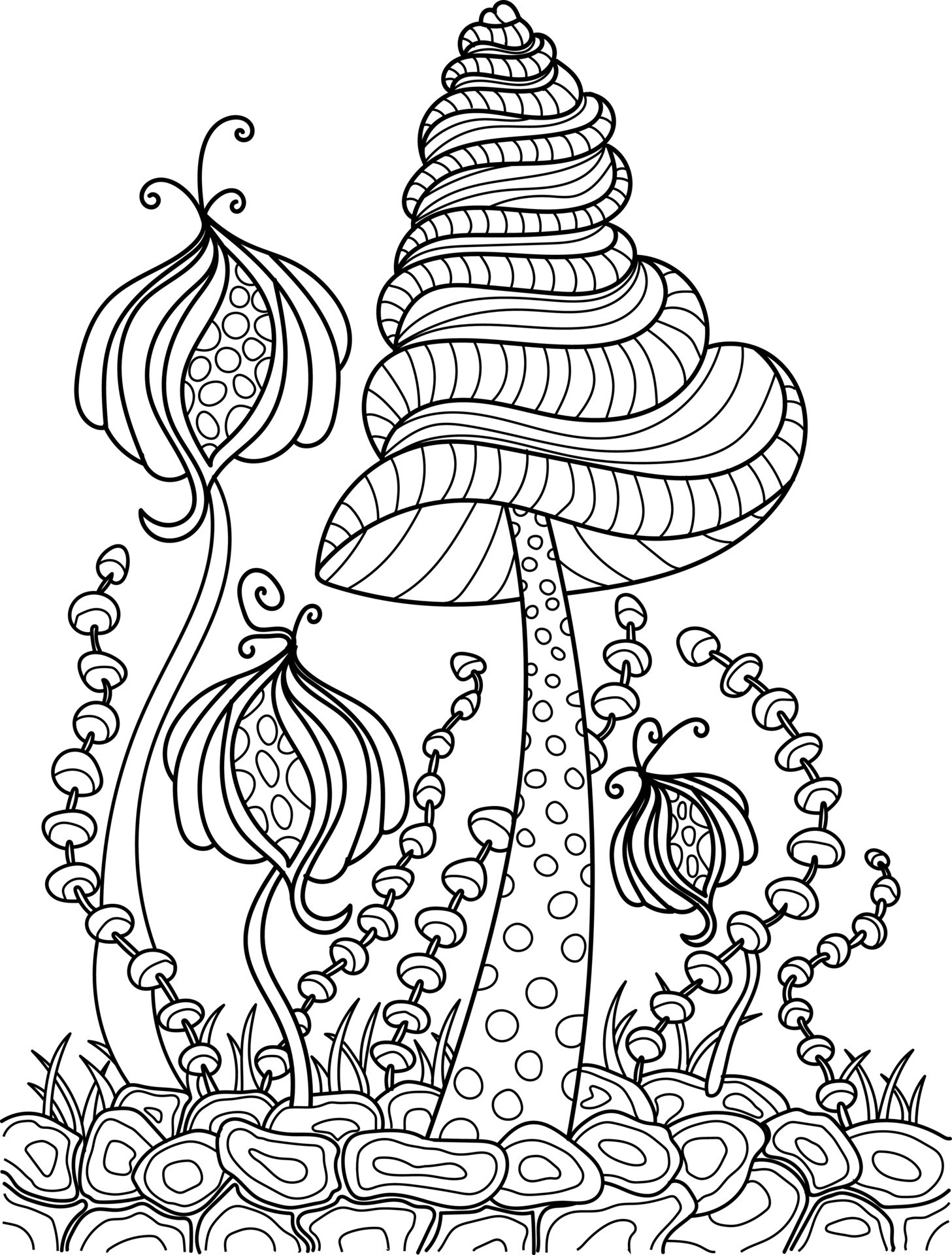 31 Whimsical Mushroom Coloring Pages Printable 9