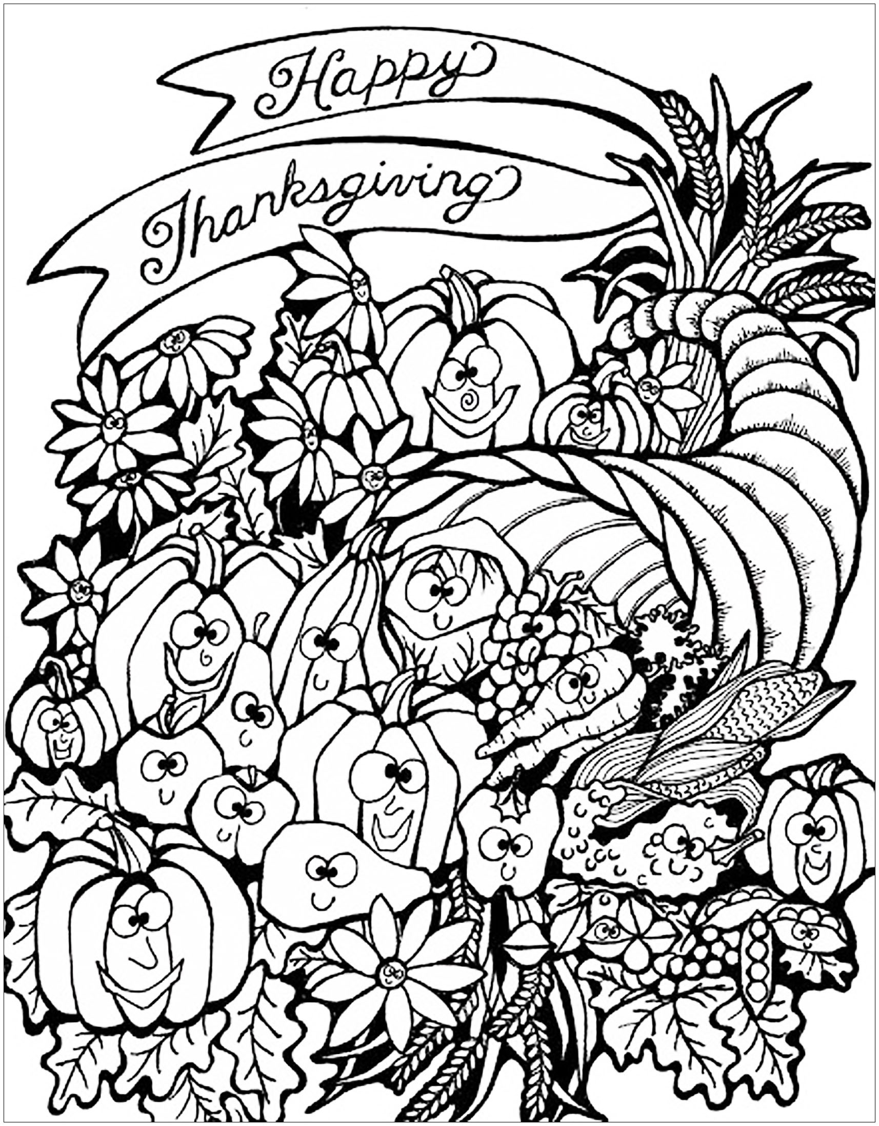 32 Joyous Thanksgiving Coloring Pages Printable 32