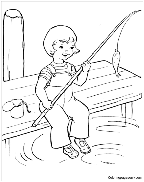 34 Creative Fishing Pole Coloring Pages Printable 12