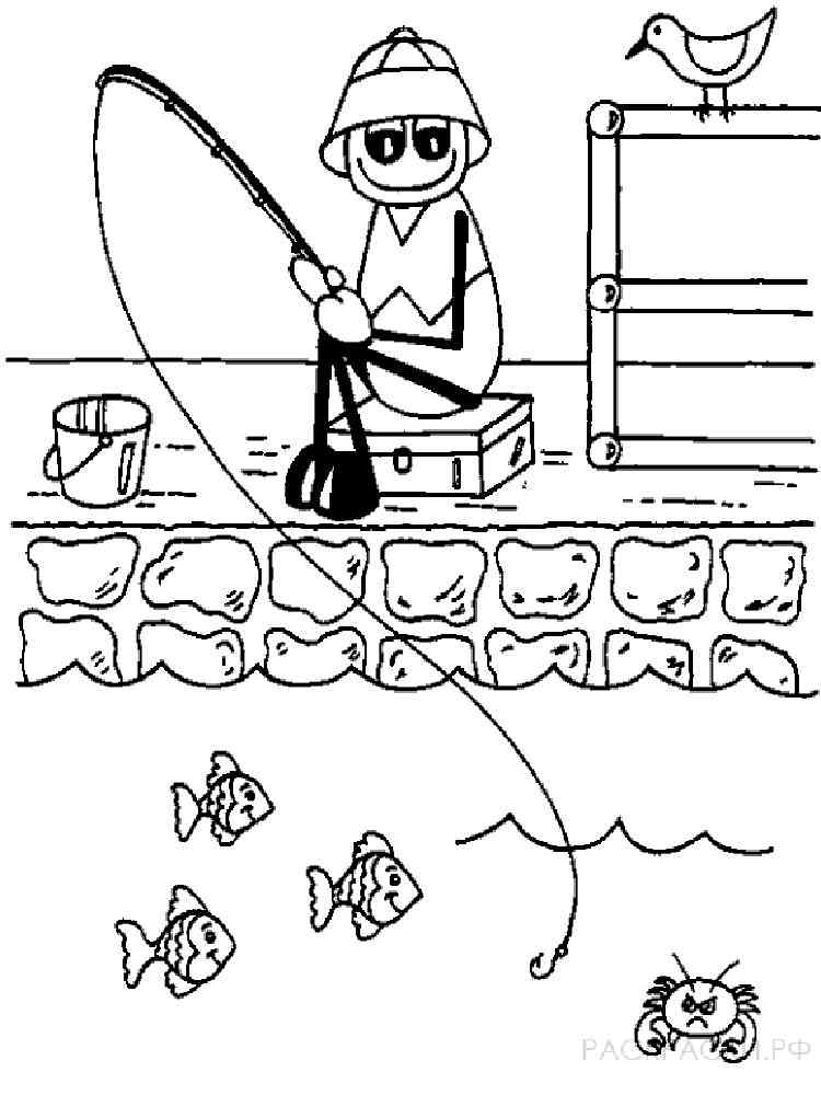 34 Creative Fishing Pole Coloring Pages Printable 2