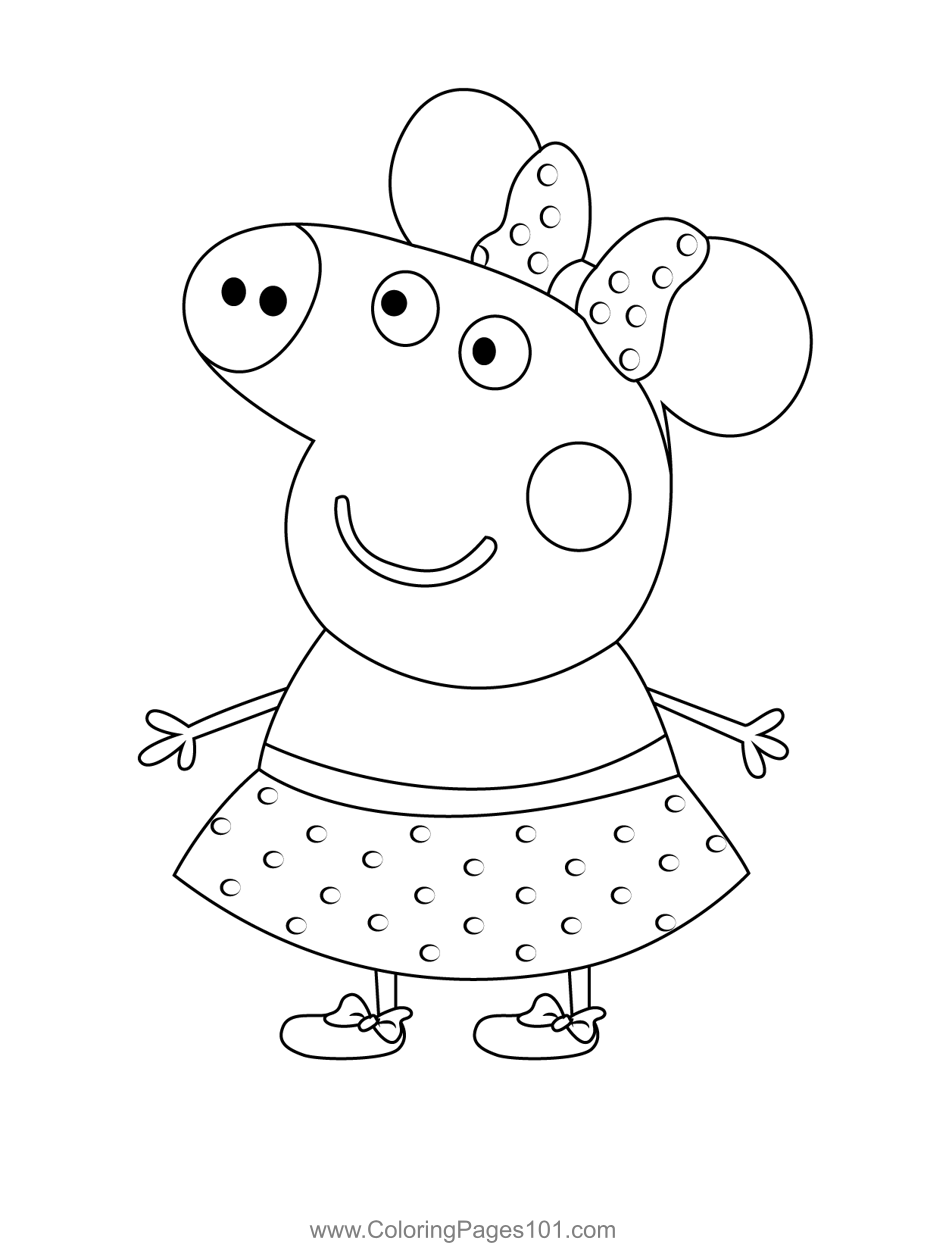 Cheerful Peppa Pig Coloring Pages Printable 12