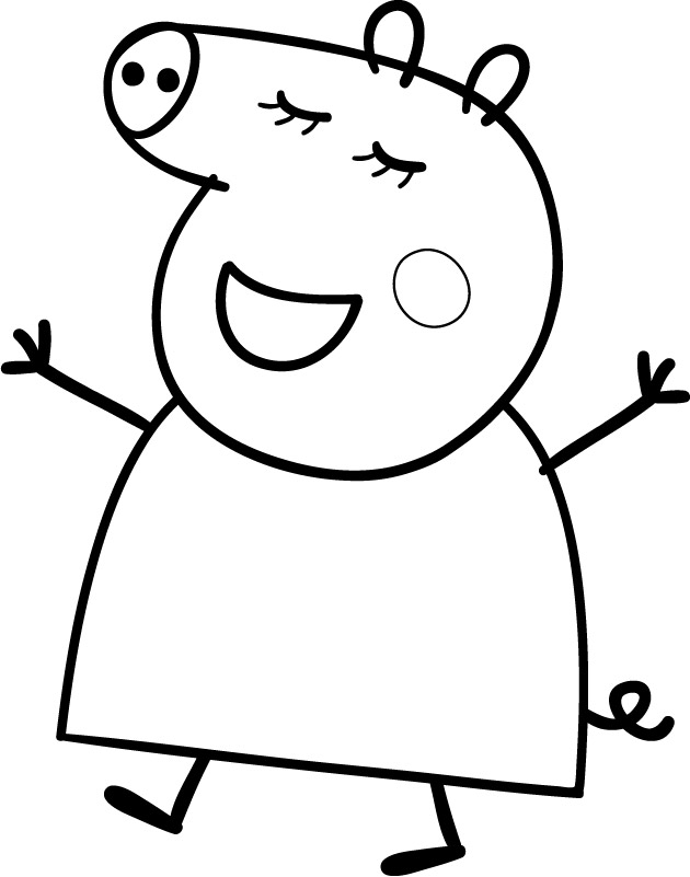 Cheerful Peppa Pig Coloring Pages Printable 14